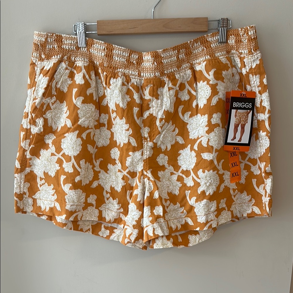 NWT Briggs New York Orange and White Floral Bermudas Women's Size XXL